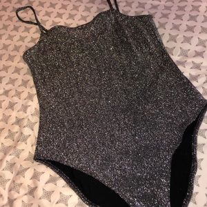 Topshop silver glitter snap bodysuit! Size 12